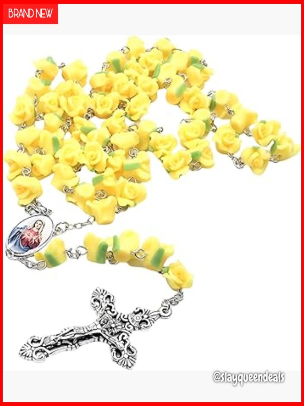 Sterling Silver Pearl Cross Rosary Necklace, Gothic Crucifix Pendant Catholic